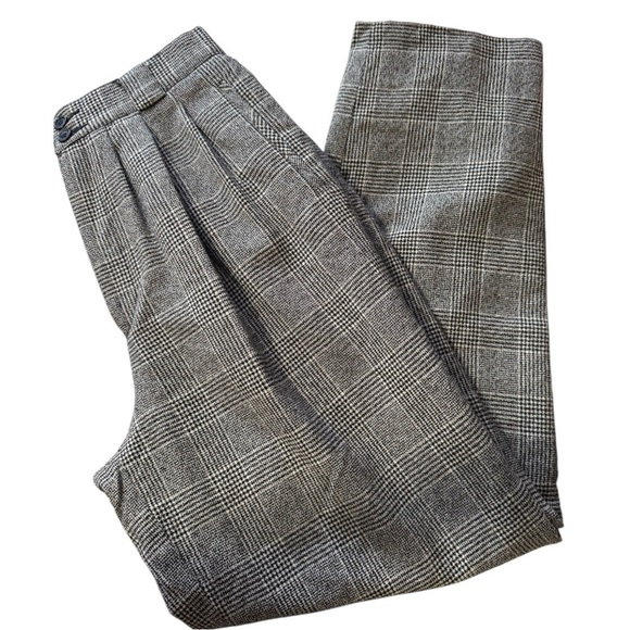 Vintage 1980’s GIORGIO SANT’ ANGELO high waist houndstooth plaid wool pants 10 - Picture 1 of 14